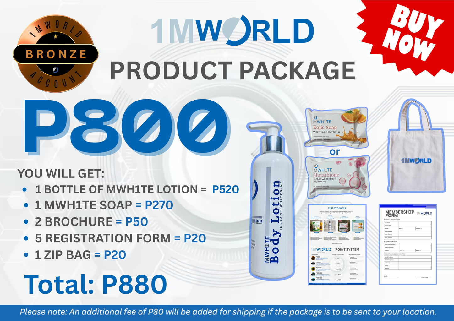 Bronze Package B (MWH1TE Glutathione Lotion w/ Collagen & Niacinamide)